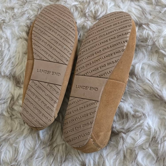Lands' End Tan Leather Moccasin Suede Shoes Size 9B 🌴✌️ - Picture 3 of 9